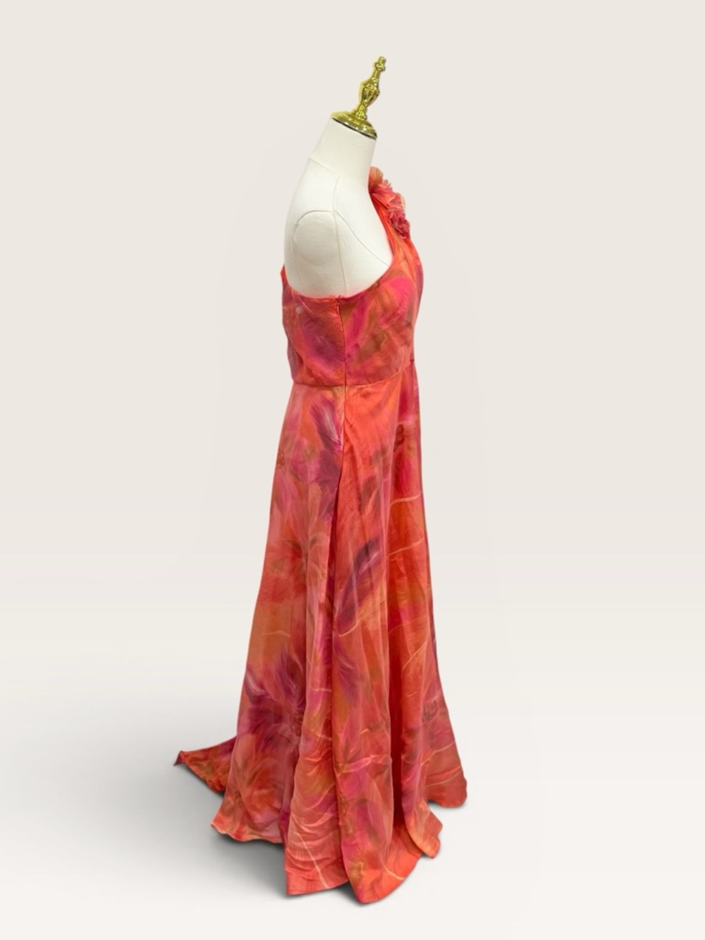 Muse By Marchesa Sz 6 One Shoulder Tangerine Floral Evening Gown Dress NWT $439 - Picture 12 of 16